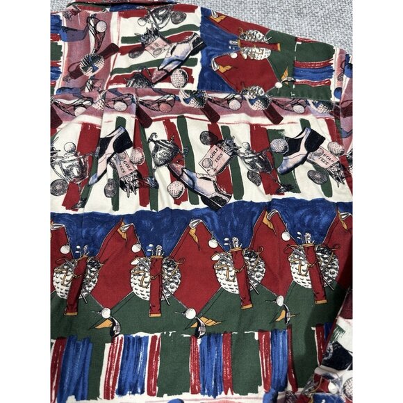 Vintage Natural Issue Shirt Mens Extra Large Red Blue Golf‎ All Over Print - Picture 9 of 9